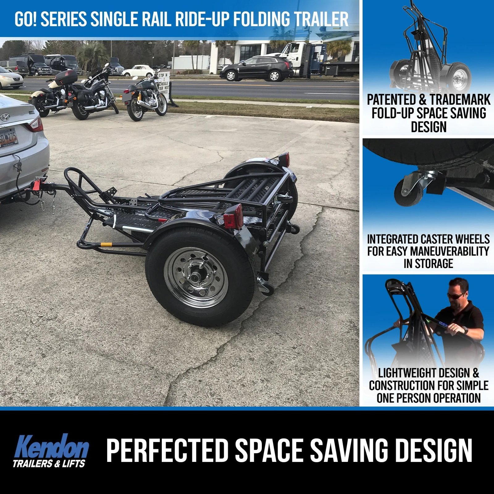 Go! Series Single Rail Ride-Up Folding Motorcycle Trailer - Image 7