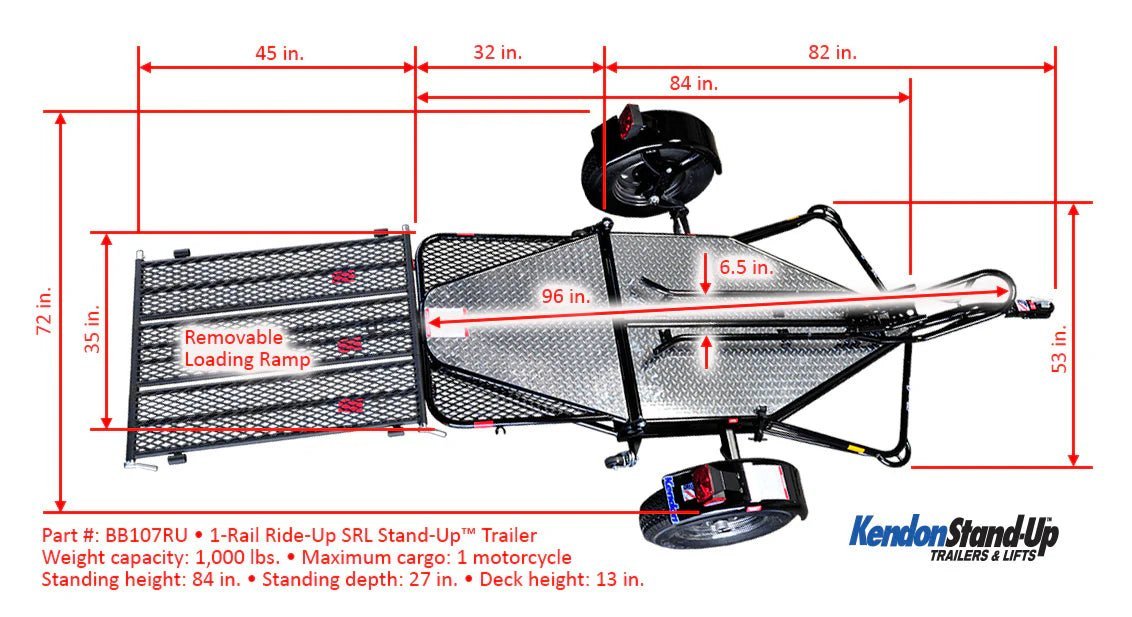 Go! Series Single Rail Ride-Up Folding Motorcycle Trailer - Image 12