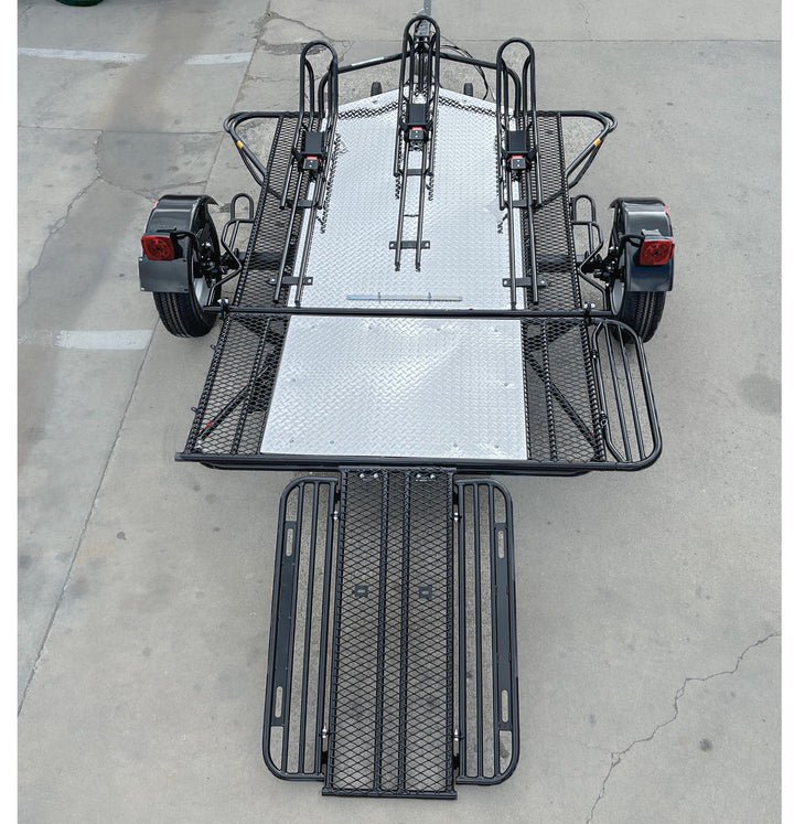 Trinity MT3 Motorcycle Trailer Stand, Store or Roll Ride-Up 3-Rail - Image 38